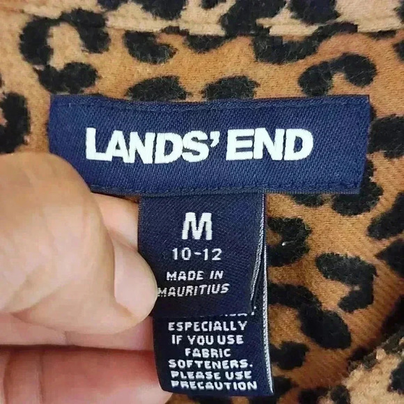 Lands' End Animal Print Leopard Henley Crew Neck  Long Sleeve Women's Shirt M - Picture 5 of 8